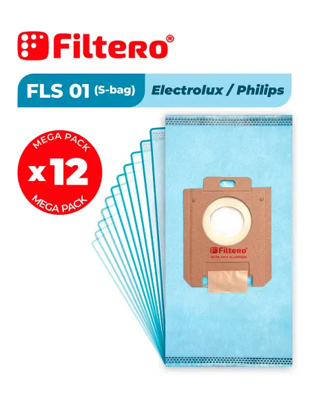 Filtero Мешки для пылесоса Electrolux, Philips FLS 01 ЭКСТРА, 12 шт