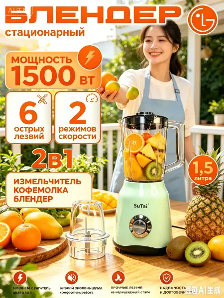 Электрический блендер SuTai, для измельчения и смешивания