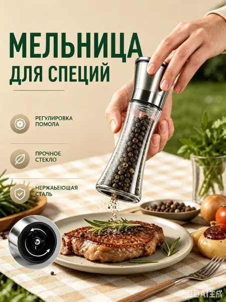 Мельница для соли и перца с регулировкой