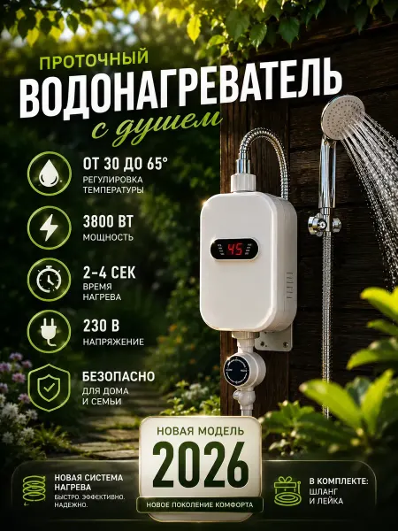 Проточный водонагреватель с душем