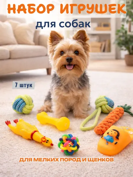 VAERFAM Игрушки для собак мелких пород и щенков 7 шт