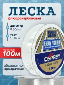 Леска для рыбалки флюрокарбоновая 0.3 мм, 100 м,15.92 кг