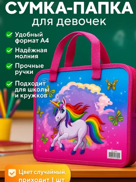 Айсару Папка сумка для школы на молнии, с ручками А4