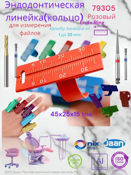 Эндодонтическая линейка-кольцо для измерения файлов