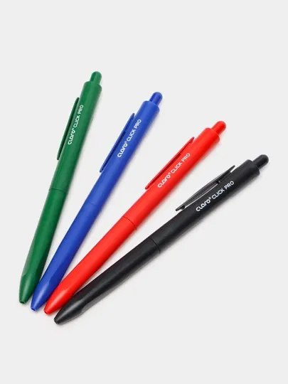 Ручка шариковая ClickPro 0.7 мм, Claro, 4 шт, 1 черный, 1 зеленый, 1 красный, 1 синий