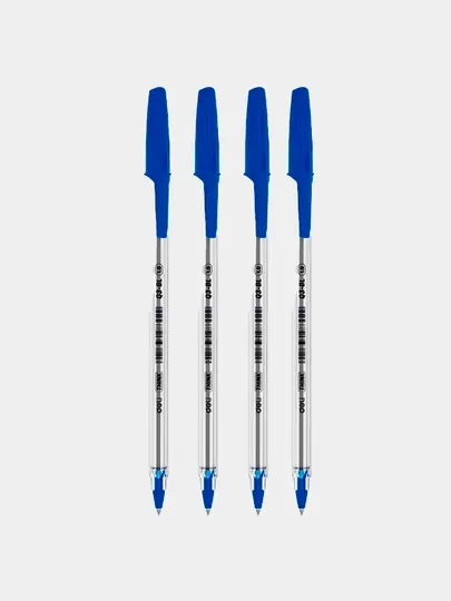 Ручка шариковая синяя 1,0mm "Deli" EQ3-BL, по 4 шт