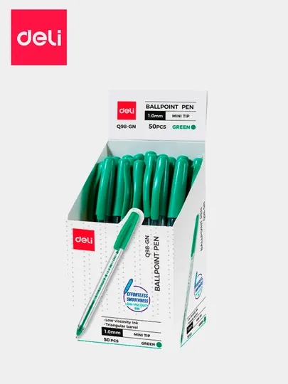 Ручка шариковая 1,0мм EQ98-GN (зл) Deli, 5 шт