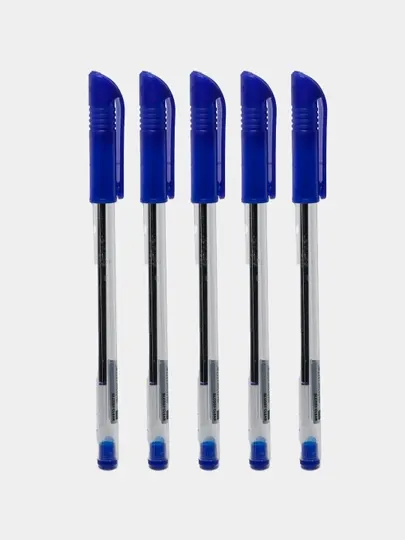 Ручка шариковая Glossy clear GC, 1 мм, синий, 5 штук
