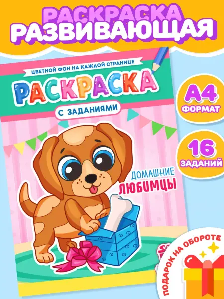 Компания ЛиС Раскраска Домашние животные для девочек и мальчиков А4