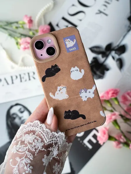 Чехол О'кейси, для iPhone 13, 14, с принтом, защита камеры, черный, белый