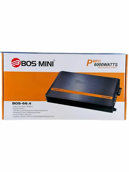 Автомобильный Усилитель BOS MINI 66.4, 4-х канальный, 6000Вт