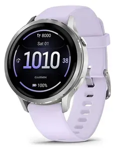 Часы Garmin Venu 4 41mm, Silver with Periwinkle (Purple) Silicone Band (Серебристый/Фиолетовый)