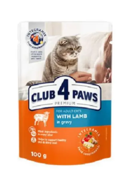 Корм для кошек Club 4 Paws с ягненком 100гр *42558