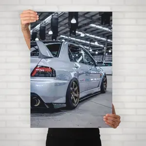 Плакат на стену для интерьера JDM (Mitsubishi Lancer Evolution 4) - Постер по японским машинам формата А2 (42х60 см)