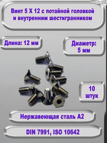 ЗИП-Балтика Винт М5Х12 под шестигранник, нержавеющая сталь