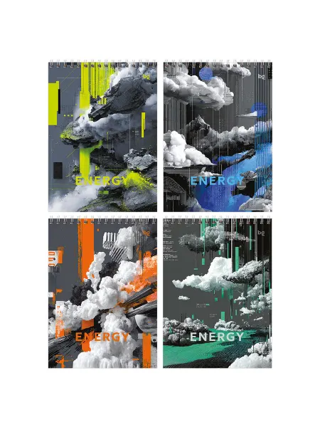 Блокнот А5 80л. на гребне BG "Energy", твердая подложка