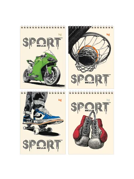 Блокнот А5 40л. на гребне BG "Hello sport"