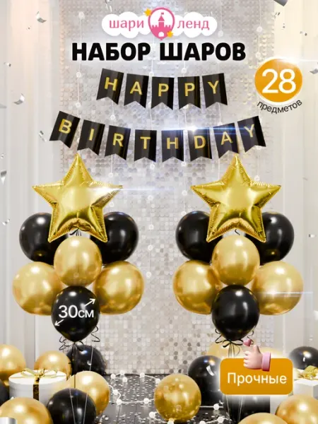 ШариЛенд Фотозона на день рождения готовая с растяжкой Happy Birthday