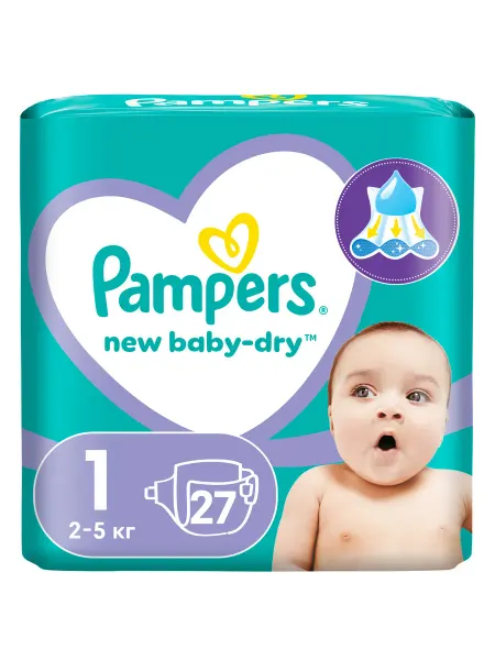 Pampers Подгузники New Baby-Dry 1 2–5 кг, 27 шт