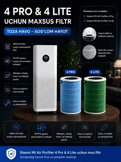 Xiaomi Mi Air Purifier 4 Pro и 4 Lite фильтр Фильтр для очистителя воздуха