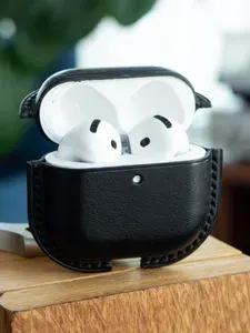 Чехол для AirPods 4 из натуральной кожи Чёрный