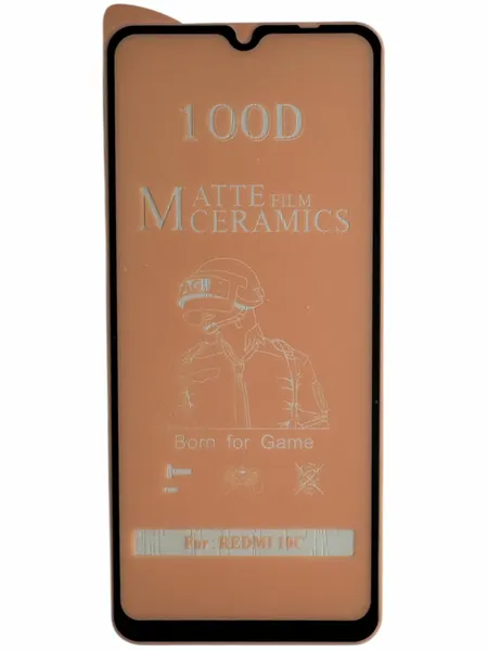 Керамическое матовое защитное стекло (Керамическая пленка) для телефона Redmi 10C, на весь экран
