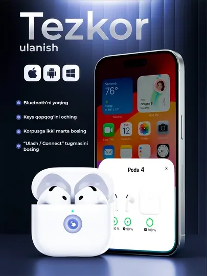 Pods 4 беспроводные наушники, для Android и iPhone