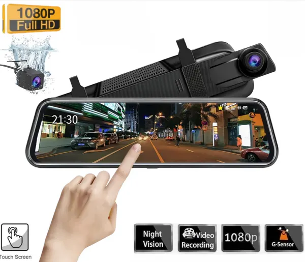 Видеорегистратор в авто в зеркале 9.66" Wi-fi BD+GPS 2камеры ZX999L (черный)