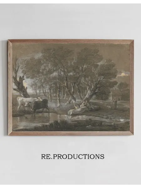 Re.productions Постер A Moonlit Landscape with - Thomas Gainsborough