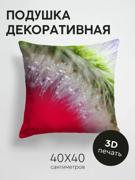365home Подушка декоративная, 40x40см Макро колосок капли