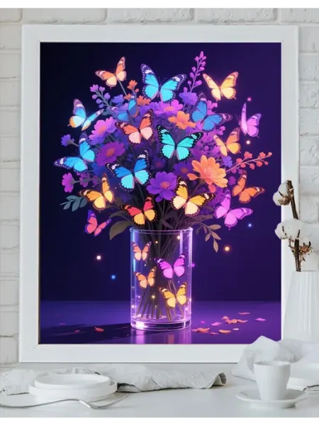 Art on Canvas Букет и бабочки Картина по номерам на холсте 40х50 см