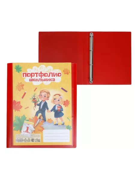 Calligrata Папка-портфолио А4 для школьника, пластиковая, 4 кольца