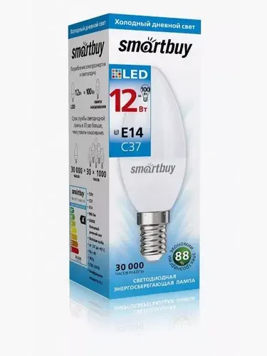SmartBuy Лампа светодиодная 12 Вт, SBL-C37-12-60K-E14