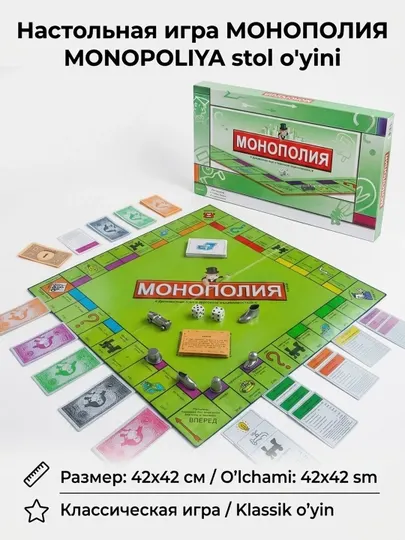 Настольная финансовая игра Монополия Classic на русском/английском до 4 игроков