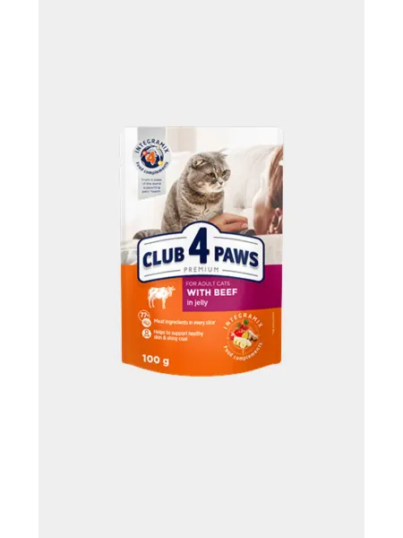 Корм для кошек Club 4 Paws с говядиной 100гр