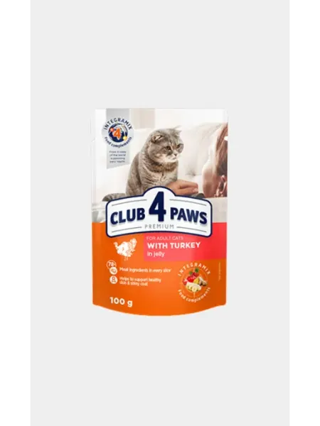 Корм для кошек Club 4 Paws с индейкой в желе 100гр