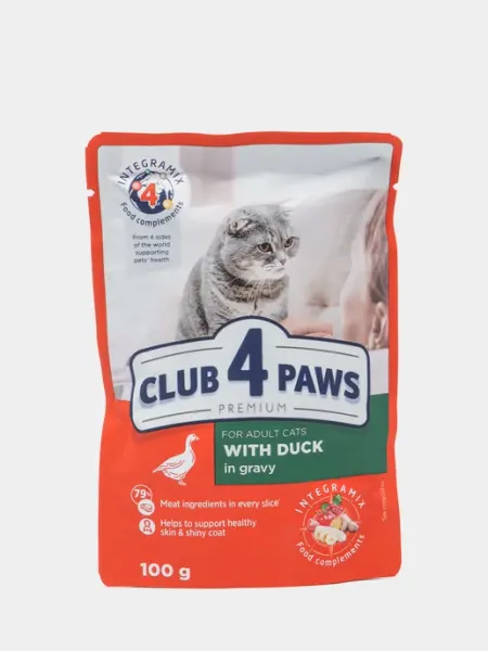 Корм для кошек Club 4 Paws с уткой в желе 100гр
