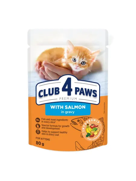 Корм для котят Club 4 Paws c лососем 80гр