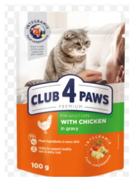 Корм для кошек Club 4 Paws с курицей 100гр