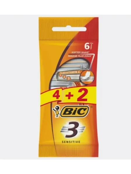 Бритва мужская одноразовая станок BIC sensitive 6шт