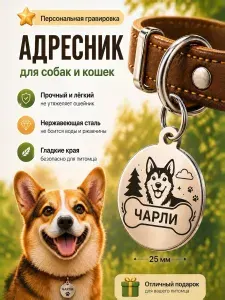 Адресник для собак с гравировкой. И кошек