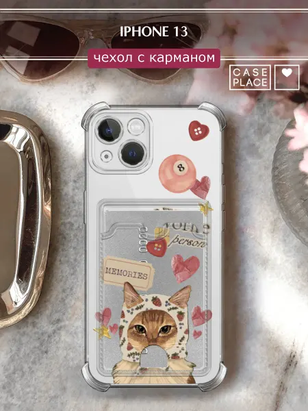 Case Place Чехол на iPhone 13 с картой кот