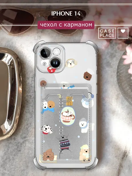 Case Place Чехол на iPhone 14 с картхолдером зимний
