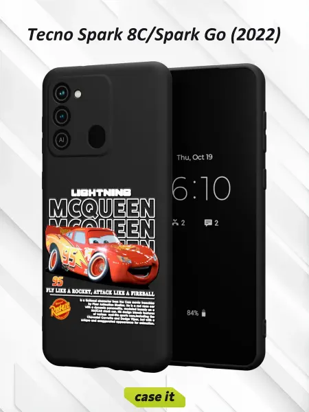 Case it Чехол на Tecno Spark 8C GO 2022с принтом Молния Маккуин