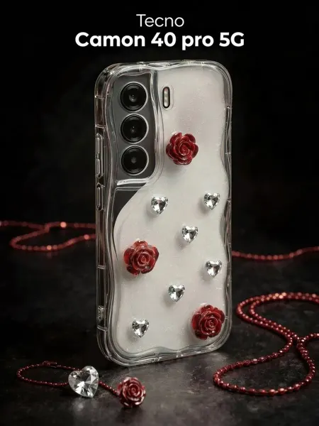 РИНОФОН Чехол с розами и кристаллами на Tecno Camon 40 Pro 5G