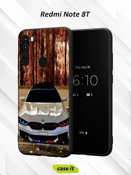 Case it Чехол на Redmi Note 8T с принтом BMW белого цвета