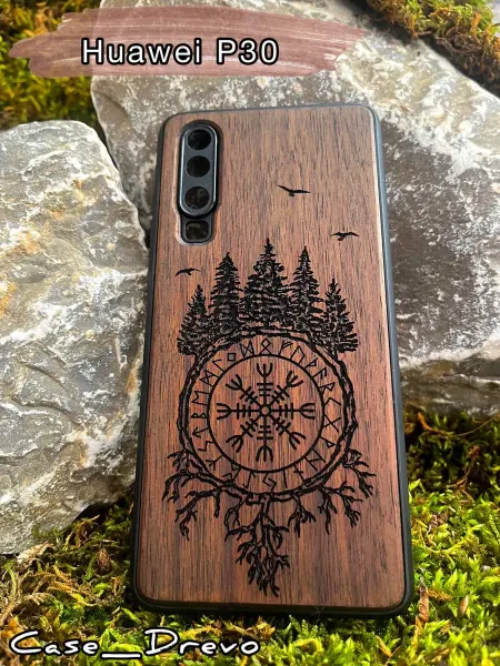 Case_Drevo Деревянный чехол на Huawei P30