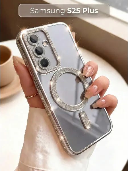 ЧЕХОЛБЕРИ Чехол со стразами и MagSafe на Samsung Galaxy S25 Plus
