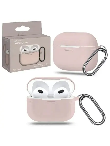 Стильный чехол для AirPods 3 с карабином Pink Sand