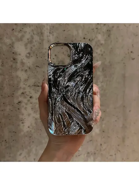 Чехол О'кейси "Зеркальный с сердечками", для iPhone 13, серебристый